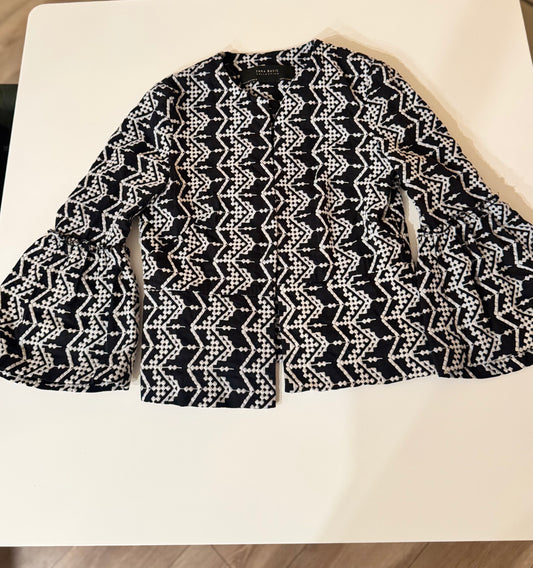 Embroidered black and white blazer - Size S