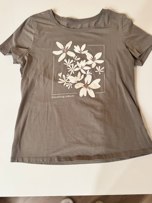 Olive tshirt blooming nature - Size S