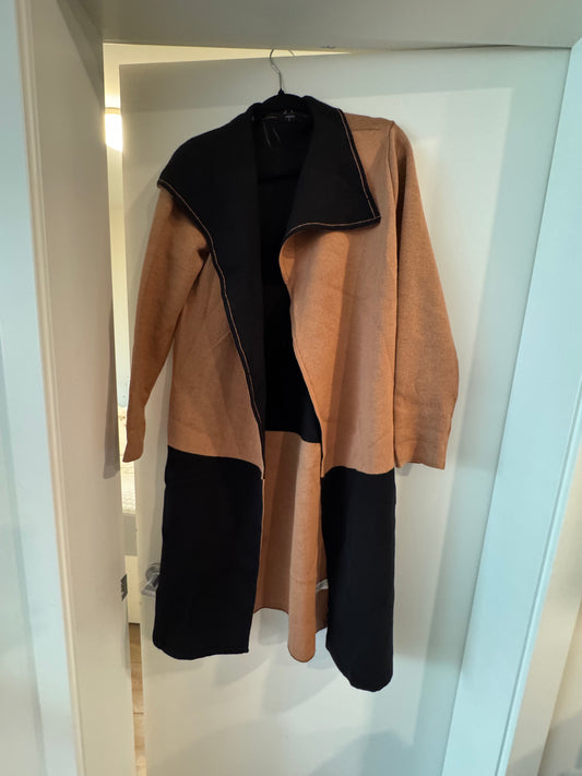 Long jacket brown and black - Size M