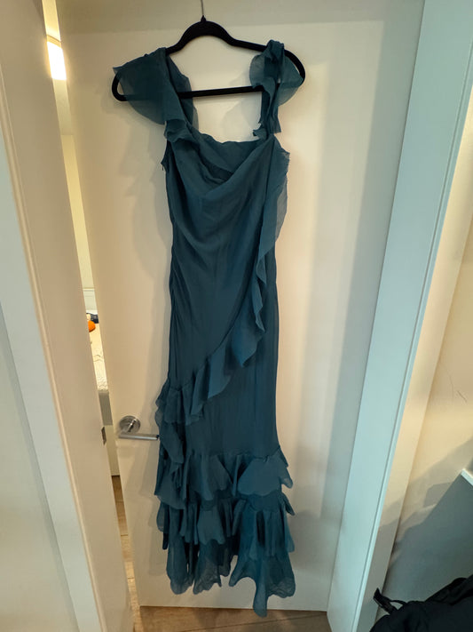 Dress emerald ruffles - Size 6