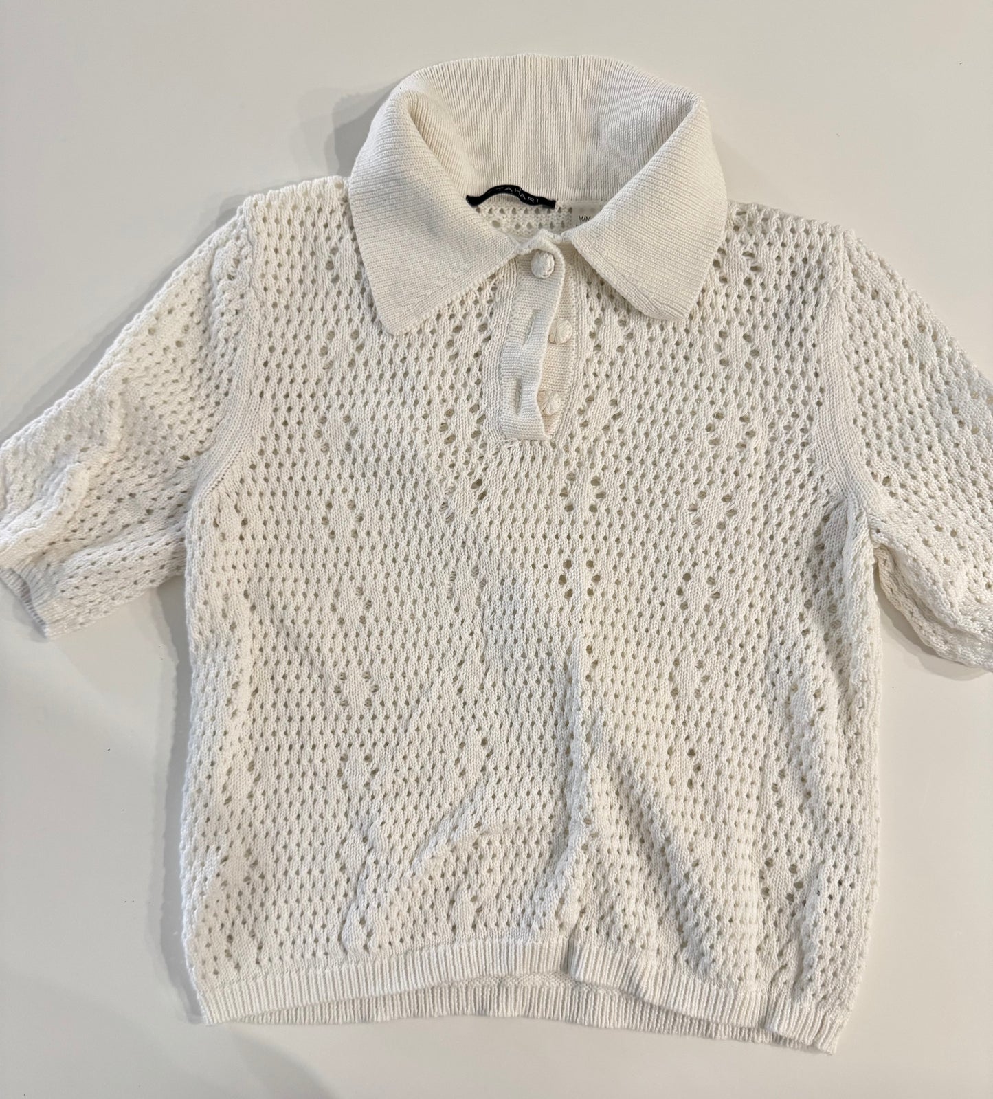 White Polo Shirt Embroidered Size M