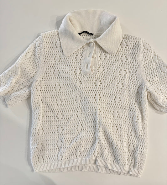 White Polo Shirt Embroidered Size M