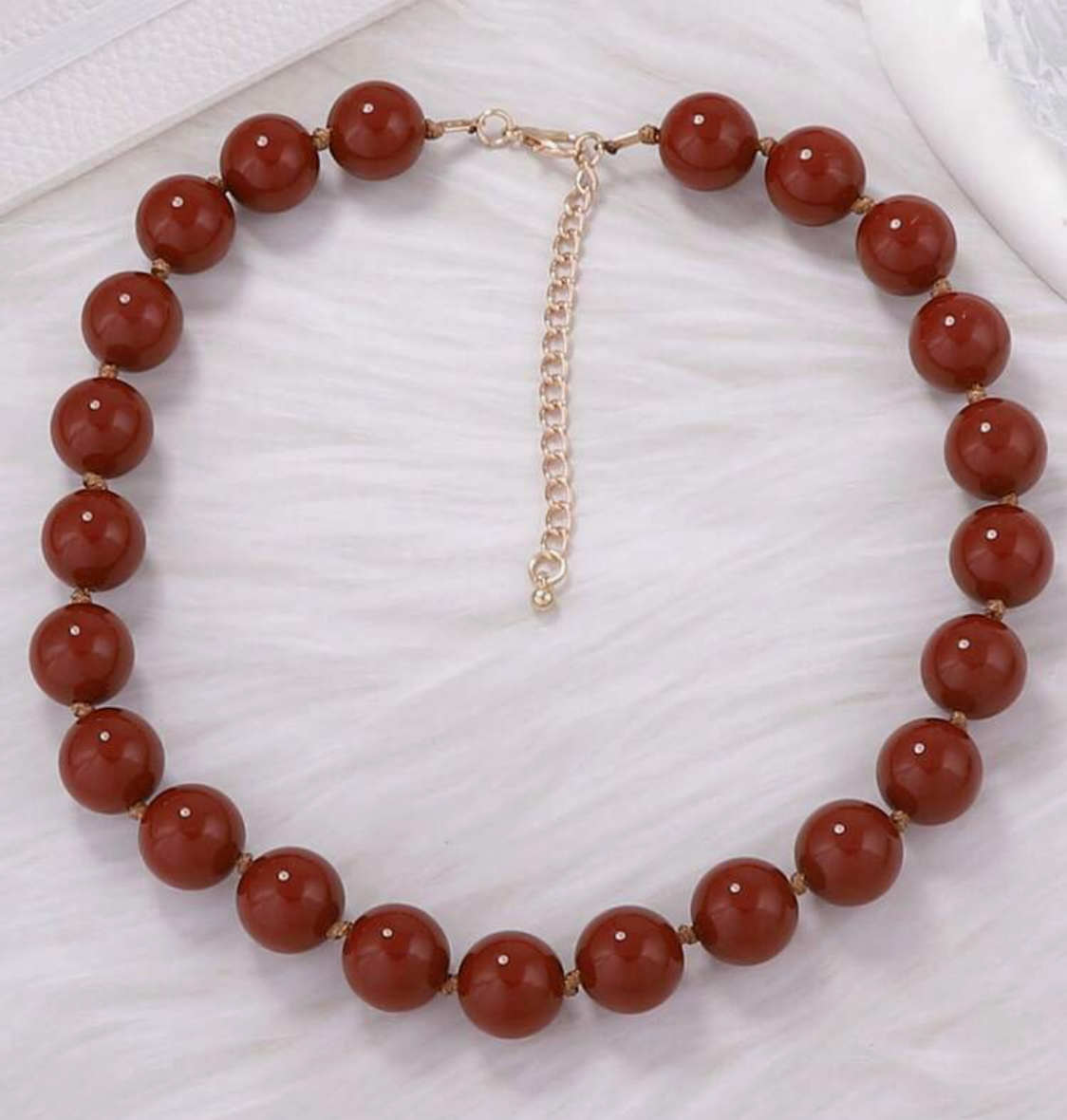 Round Acrylic Beaded Necklace Dark orange